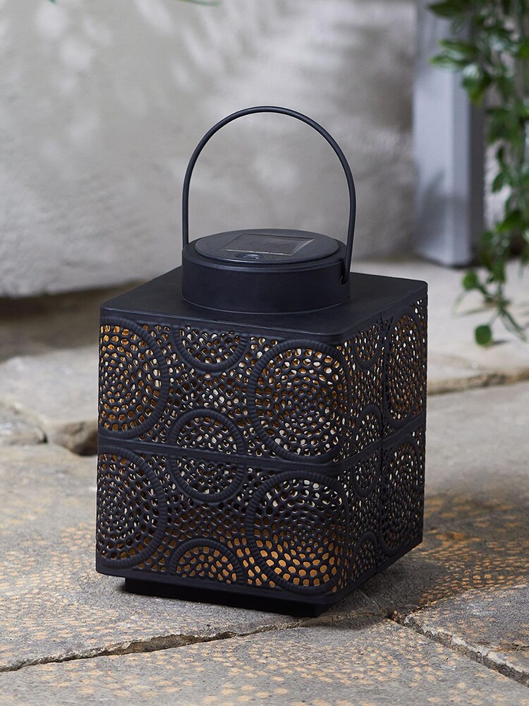 Lights4fun Black Large Moroccan Solar Lantern - Image 1 of 2 Lights4fun Black Large Moroccan Solar Lantern - Image 1 of 2