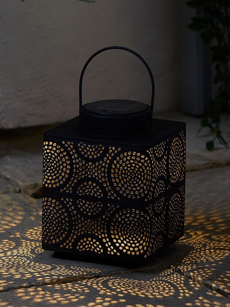 Lights4fun Black Large Moroccan Solar Lantern - Image 2 of 2 Lights4fun Black Large Moroccan Solar Lantern - Image 2 of 2