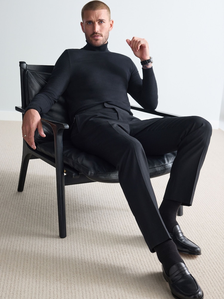 Black Signature Smart Textured Italian Wool Trousers with Side Adjusters - Image 2 of 9 Black Signature Smart Textured Italian Wool Trousers with Side Adjusters - Image 2 of 9