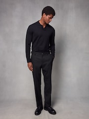 Schwarz - Elegante Hose in normaler Passform mit Wolle - Bild 2 von 5