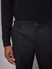 Schwarz - Elegante Hose in normaler Passform mit Wolle - Bild 4 von 5