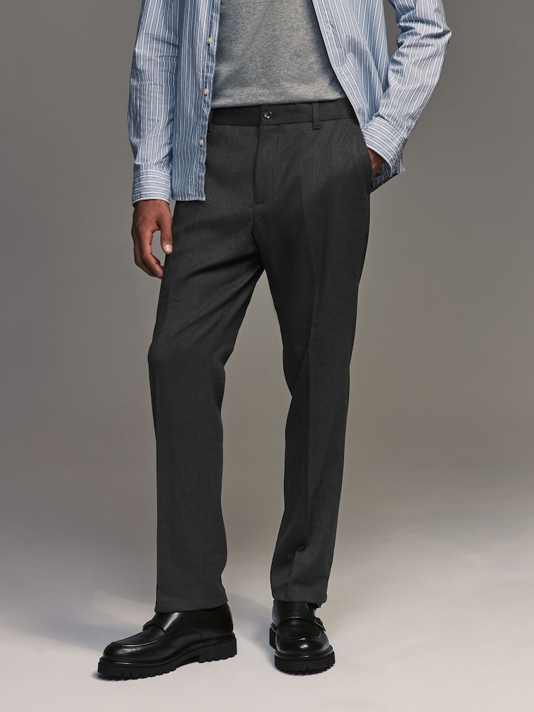 Gris de charbon de bois - Coupe classique Pantalons élégants With Wool - Image 1 of 9