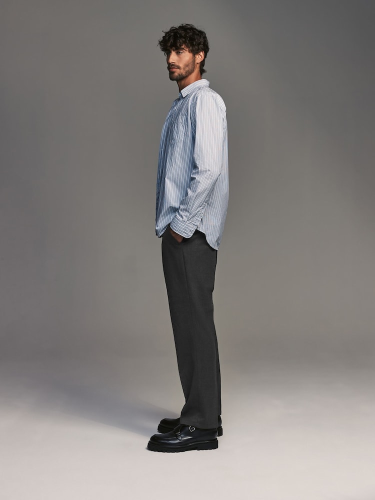 Gris de charbon de bois - Coupe classique Pantalons élégants With Wool - Image 3 of 9