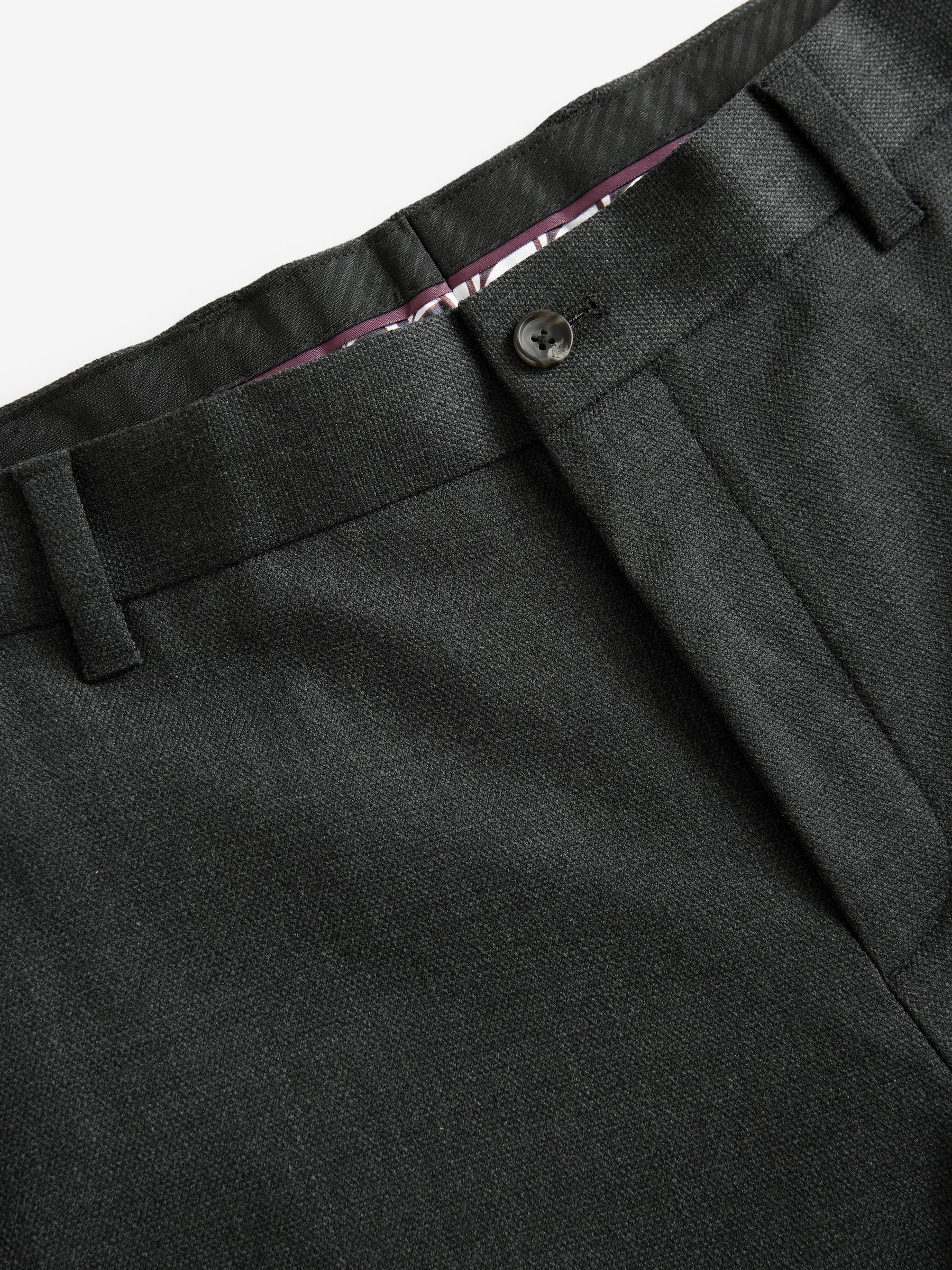 Buy Charcoal Grey Regular Fit Smart Trousers With Wool from Next