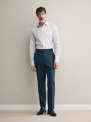 Marineblau/blau - Signature Smart strukturierte italienische Wollhose mit seitlichen Verstellern - Bild 2 von 10