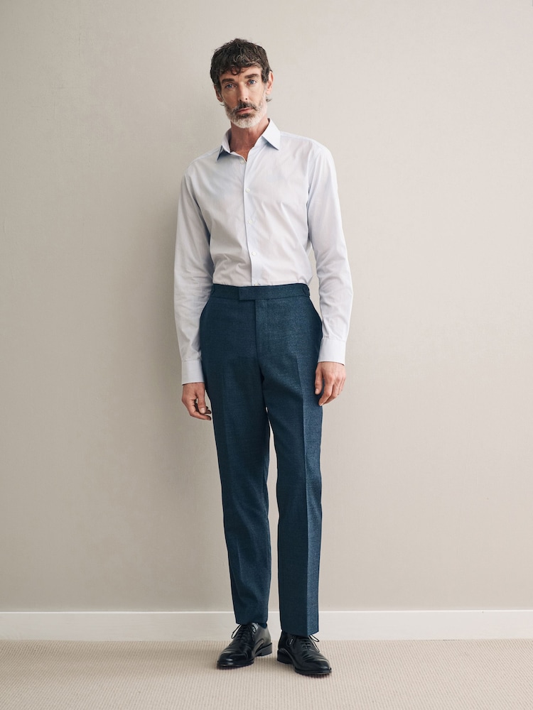 Marineblau/blau - Signature Smart strukturierte italienische Wollhose mit seitlichen Verstellern - Bild 2 von 10