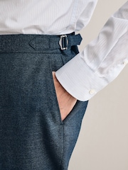 Marineblau/blau - Signature Smart strukturierte italienische Wollhose mit seitlichen Verstellern - Bild 3 von 10