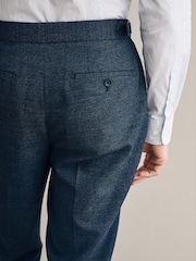 Marineblau/blau - Signature Smart strukturierte italienische Wollhose mit seitlichen Verstellern - Bild 5 von 10