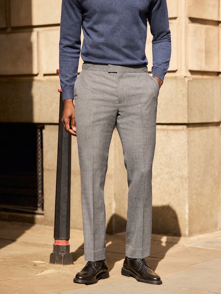 Grey Signature Smart Textured Italian Wool Trousers with Side Adjusters - Image 1 of 8 Grey Signature Smart Textured Italian Wool Trousers with Side Adjusters - Image 1 of 8