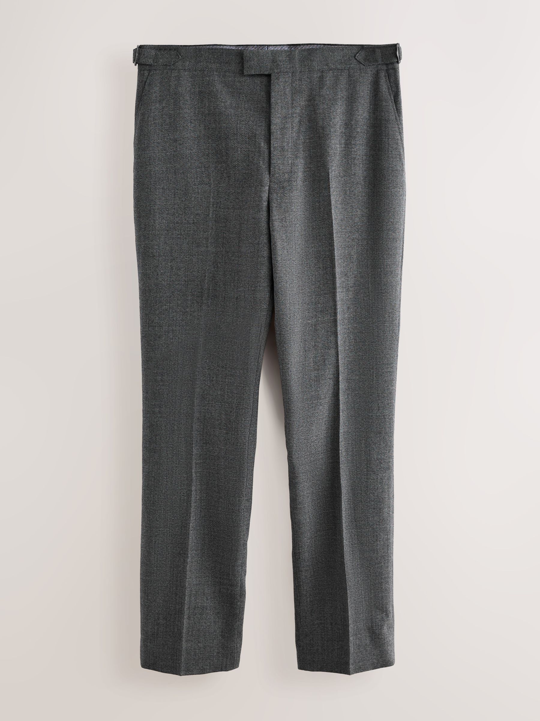 Buy Grey Signature Smart Textured Italian Wool Trousers with Side