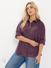 Yours Curve Red Stripe Shirt - Image 2 of 7