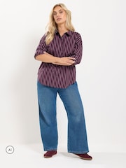 Yours Curve Red Stripe Shirt - Image 3 of 7