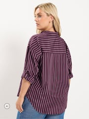 Yours Curve Red Stripe Shirt - Image 4 of 7