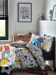 Multi Graffiti Doodle Duvet Cover and Pillowcase Set - Image 2 of 6