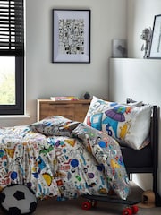 Multi Graffiti Doodle Duvet Cover and Pillowcase Set - Image 3 of 6