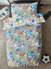 Multi Graffiti Doodle Duvet Cover and Pillowcase Set - Image 4 of 6