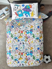 Multi Graffiti Doodle Duvet Cover and Pillowcase Set - Image 5 of 6