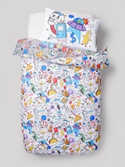 Multi Graffiti Doodle Duvet Cover and Pillowcase Set - Image 6 of 6