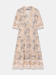 Mint Velvet Cream Palm Print Midi Dress - Image 6 of 7