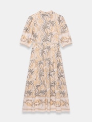 Mint Velvet Cream Palm Print Midi Dress - Image 7 of 7