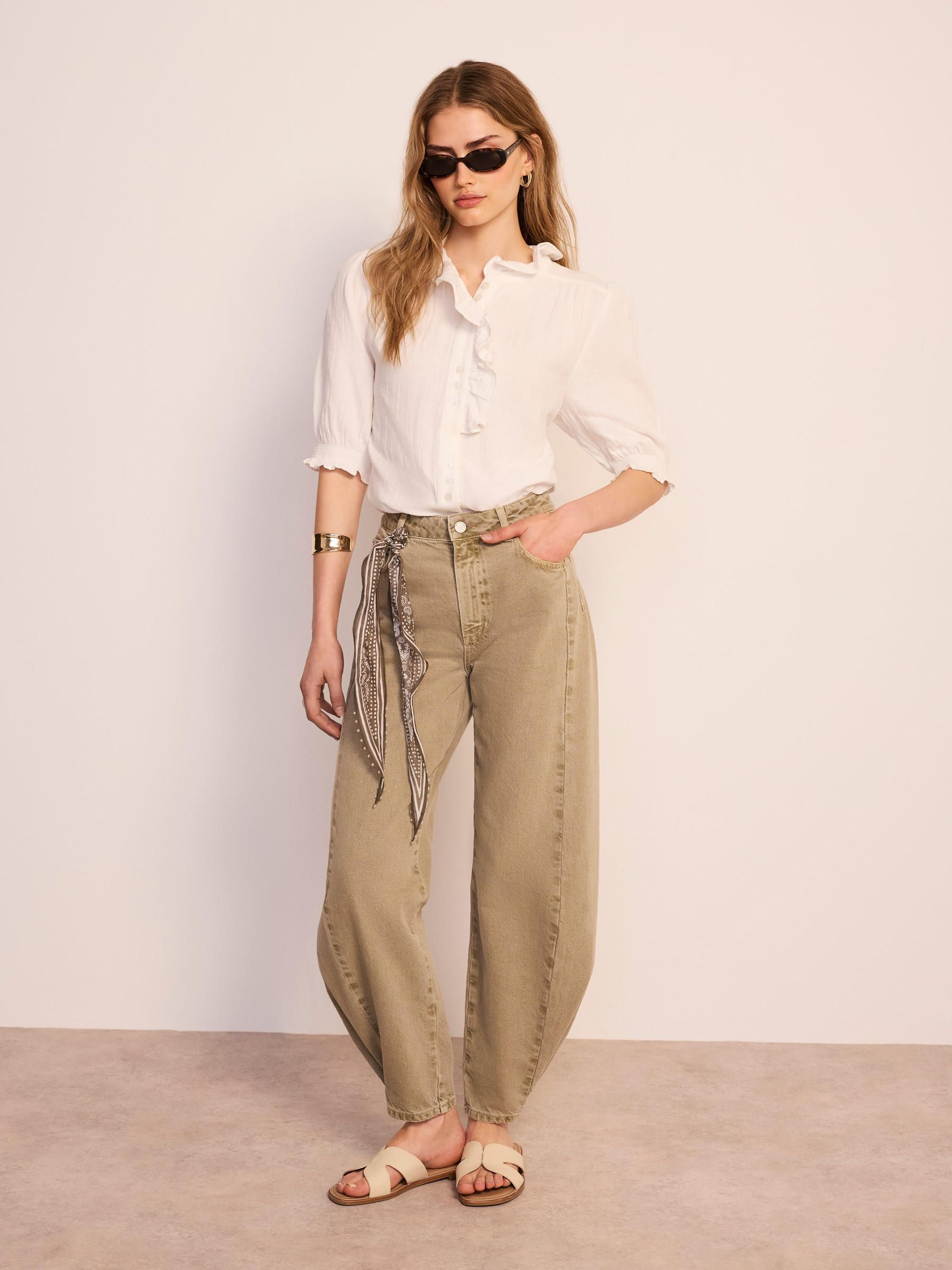 Buy Mint Velvet White Cotton Ruffle Blouse from Next Canada