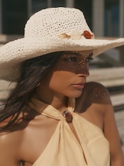 Mint Velvet Natural Woven Beaded Hat - Image 2 of 7