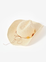 Mint Velvet Natural Woven Beaded Hat - Image 6 of 7