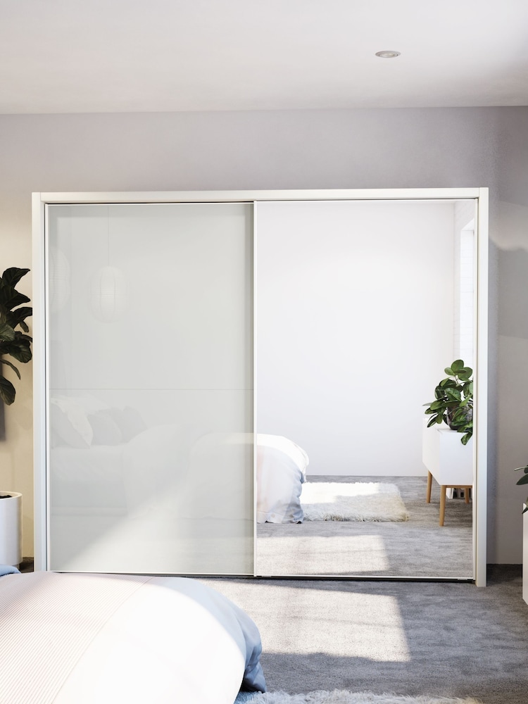 Wiemann White Peyton Glass and Mirror Sliding 2.6m Sliding Semi Fitted Wardrobe - Image 1 of 1