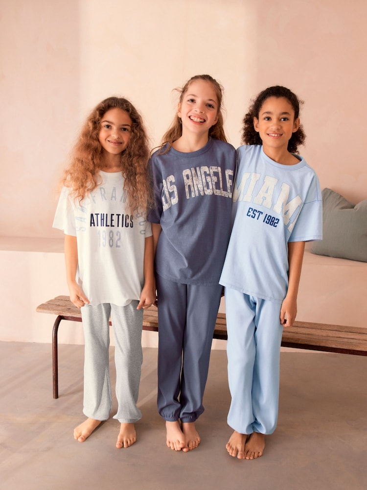 Blau/Weiß/Grau - Jogger-Schlafanzüge im 3er-Pack (3–16Jahre) - Bild 2 von 10