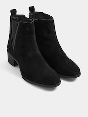 Evans Black Extra Wide Fit Suede Zip Teeth Ankle Boots In Wide E Fit - Image 1 of 4