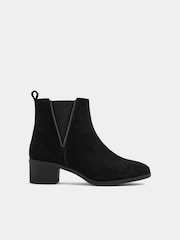 Evans Black Extra Wide Fit Suede Zip Teeth Ankle Boots In Wide E Fit - Image 2 of 4