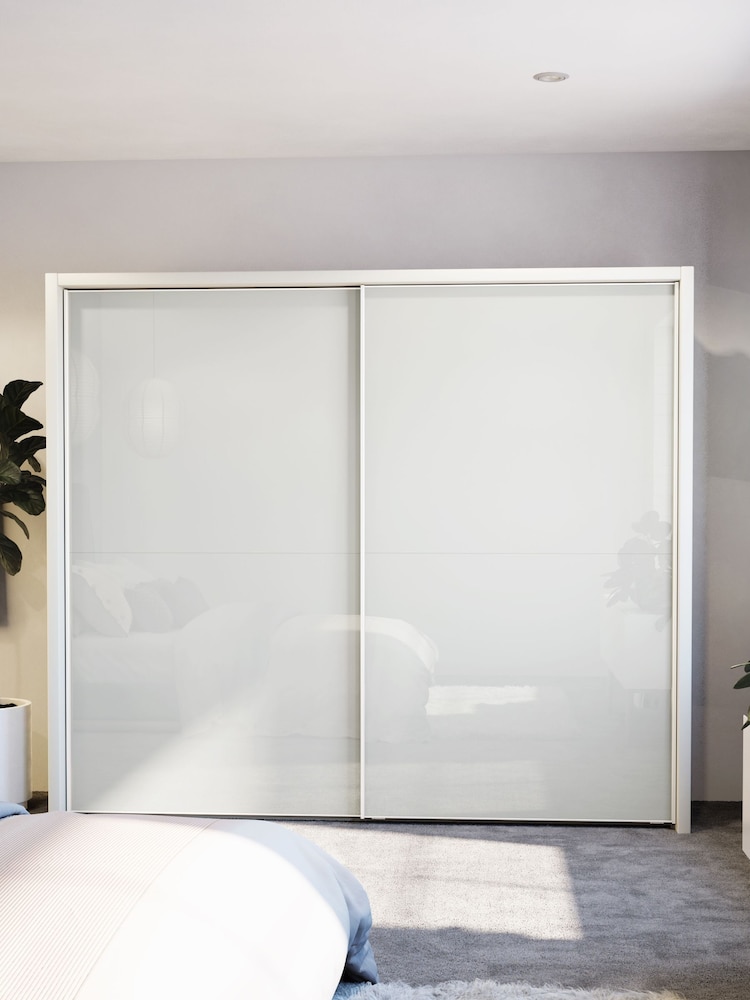 Wiemann White Peyton Glass Sliding 2.6m Sliding Semi Fitted Wardrobe - Image 1 of 1