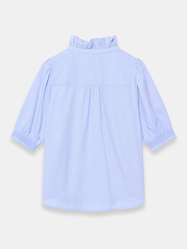 Mint Velvet Blue Chambray Ruffle Blouse - Image 3 of 3