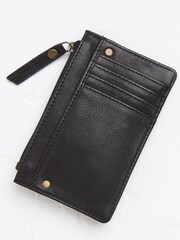 FatFace Black Leather Large Cardholder - Image 1 of 3