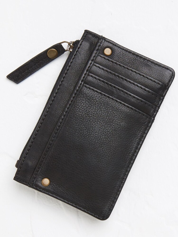 FatFace Black Leather Large Cardholder - Image 1 of 3