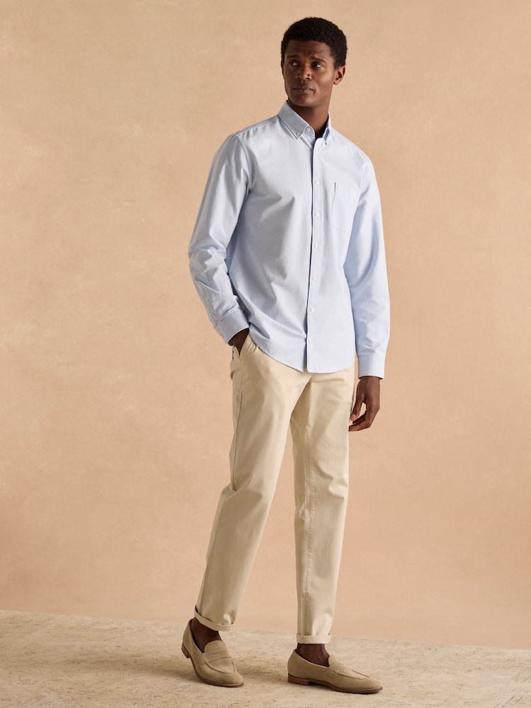Joules Oxford Blue Long Sleeve Classic Fit Shirt - Image 4 of 10