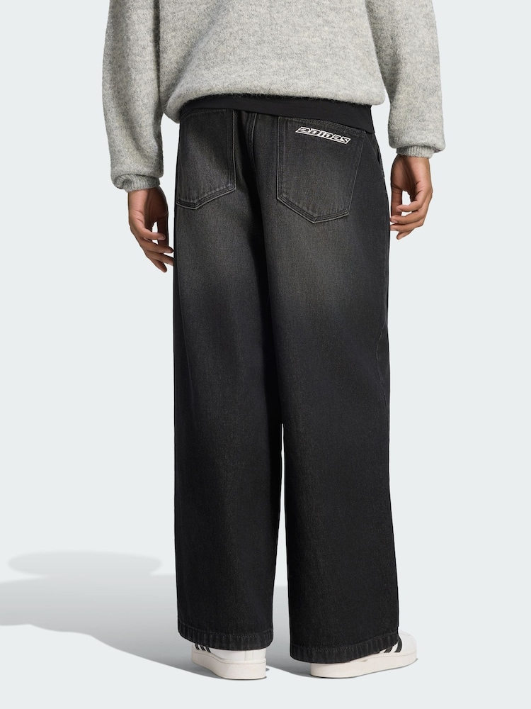 adidas Originals Black Jeans Mid-Rise Wide Leg - Image 2 of 5
