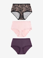 Animal Print/Purple/Blush Pink Midi Knickers 3 Pack - Image 5 of 9