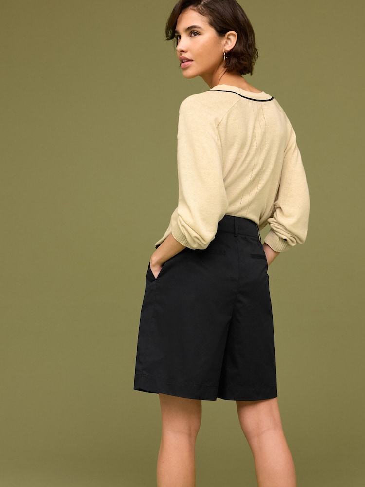 Black Bermuda Knee Length 100% Cotton Shorts - Image 2 of 5