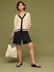 Black Bermuda Knee Length 100% Cotton Shorts - Image 3 of 5