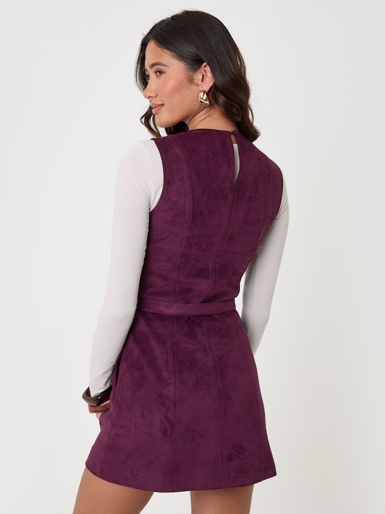 Threadbare Süni Zamşa Kəmərli Mini paltar - 4şəkildən 2 şəkil