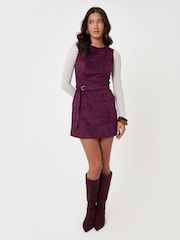 Threadbare Süni Zamşa Kəmərli Mini paltar - 4şəkildən 3 şəkil