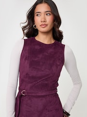 Threadbare Süni Zamşa Kəmərli Mini paltar - 4şəkildən 4 şəkil