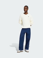 adidas Originals White Cable Knit Crew Neck Sweatshirt - Image 1 of 4