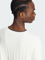 adidas Originals White Cable Knit Crew Neck Sweatshirt - Image 3 of 4