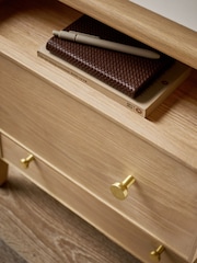 Light Natural Clementine Oak Veneer 2 Drawer Wide Bedside Table - Image 3 of 7
