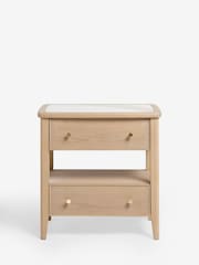 Light Natural Clementine Oak Veneer 2 Drawer Wide Bedside Table - Image 4 of 7