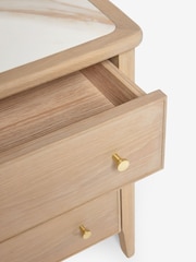 Light Natural Clementine Oak Veneer 2 Drawer Wide Bedside Table - Image 7 of 7