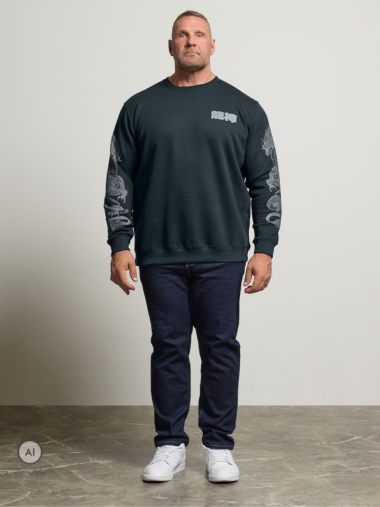 BadRhino Big & Tall Sweatshirt mit Drachen-Ärmelprint - Bild 2 von 6 BadRhino Big & Tall Sweatshirt mit Drachen-Ärmelprint - Bild 2 von 6