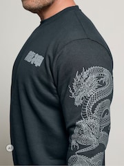 BadRhino Big & Tall Sweatshirt mit Drachen-Ärmelprint - Bild 4 von 6